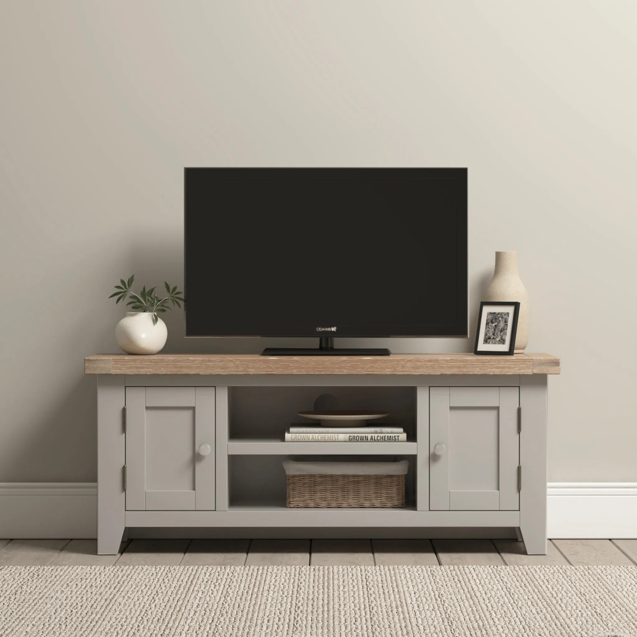 Burford 120cm Media Unit in Pebble Grey