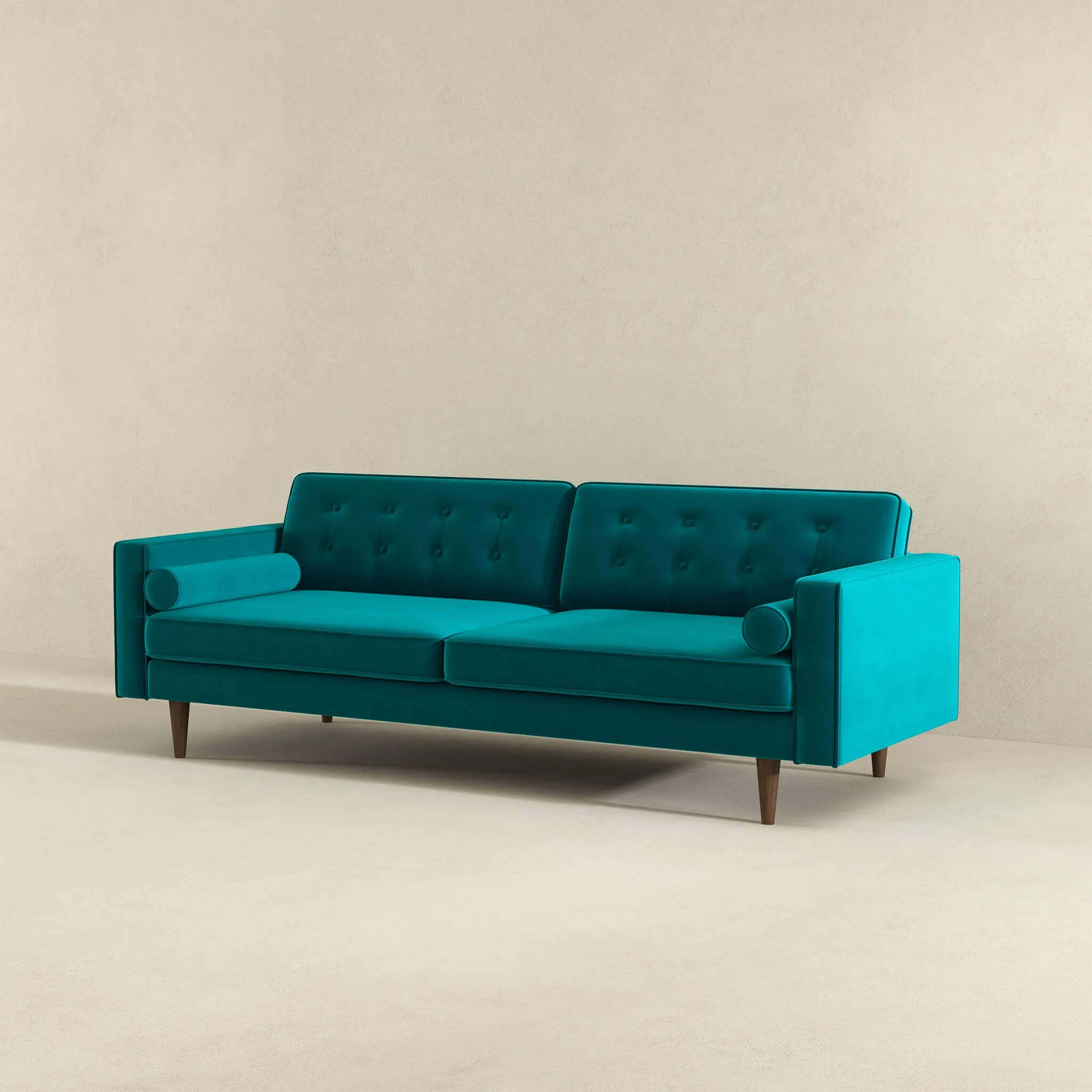 Casey Mid Century Modern Teal Velvet Sofa