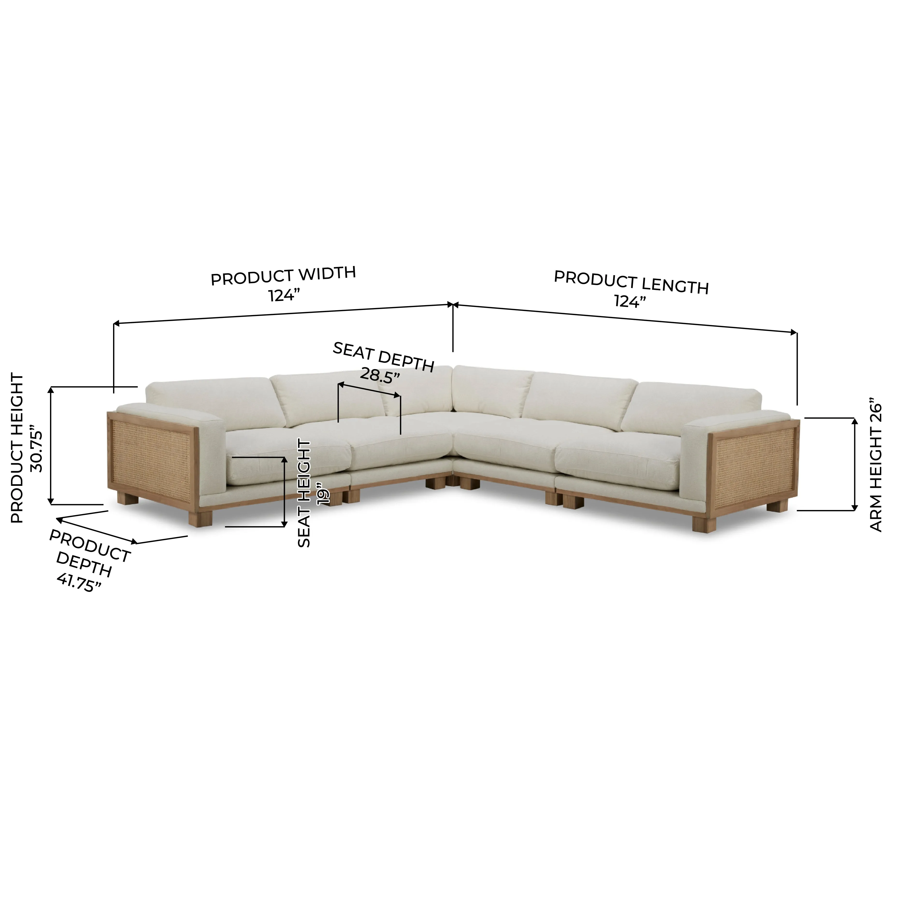 Cayman 5pc Mellow Ivory Sectional