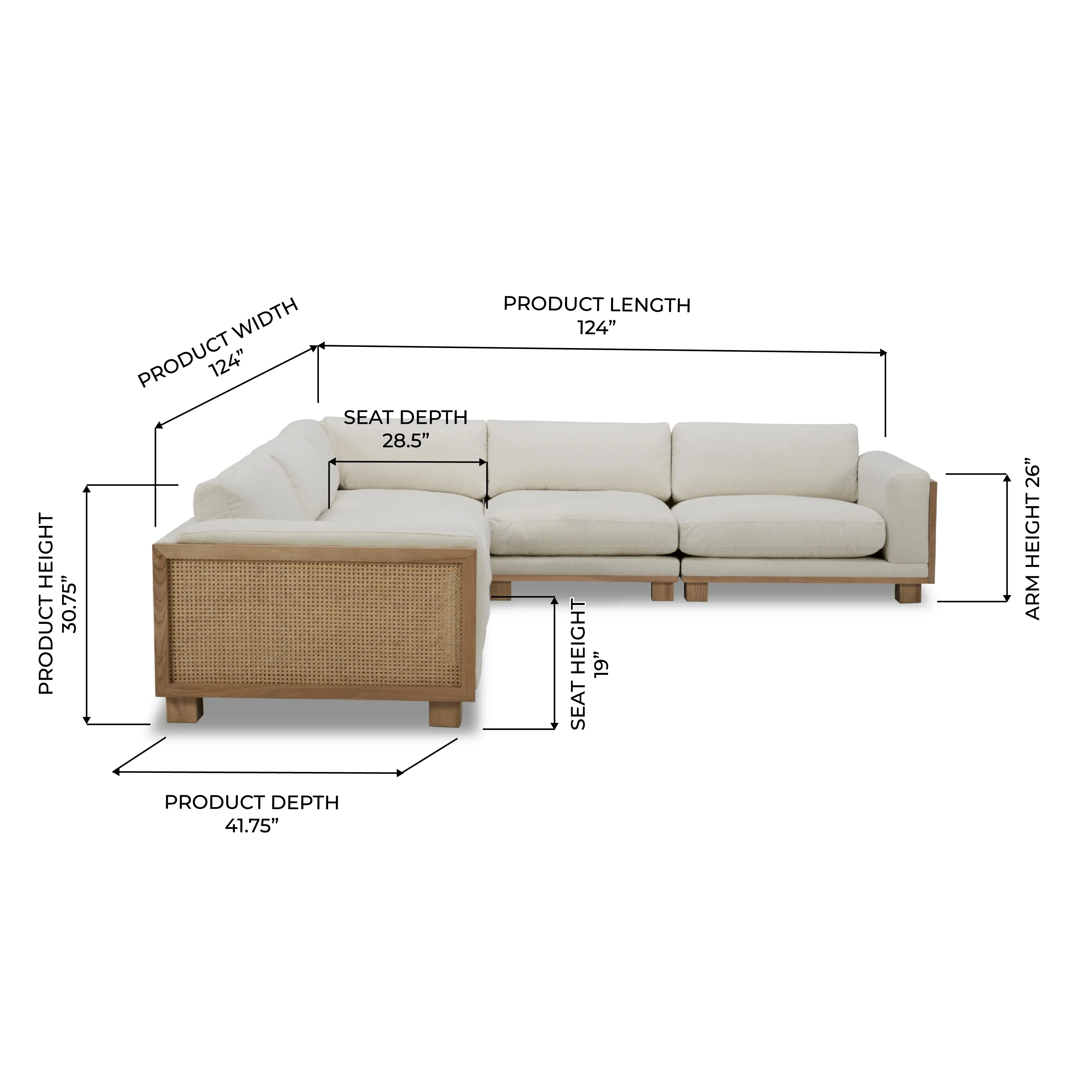 Cayman 5pc Mellow Ivory Sectional