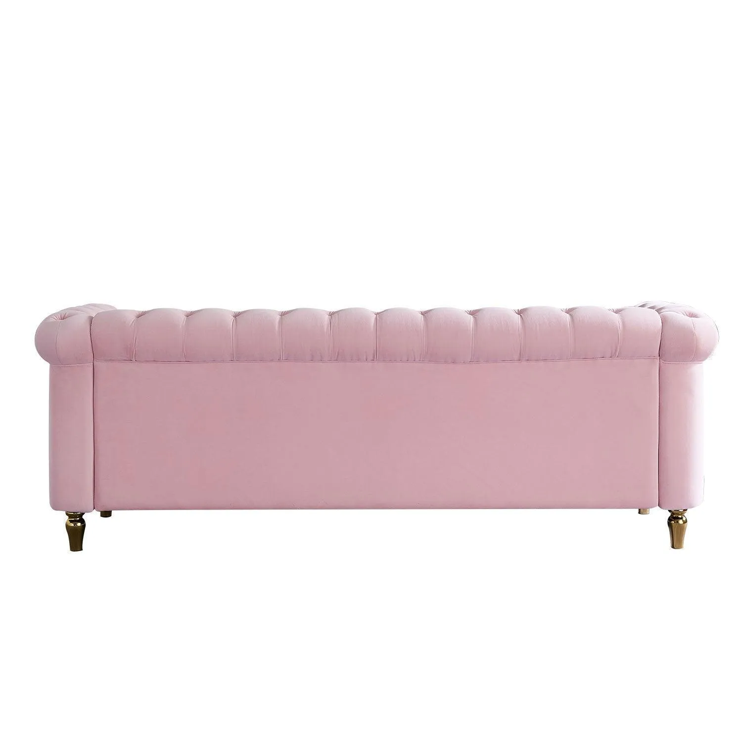 Chesterfield Velvet Sofa 84.65 inch for Living Room PINK Color