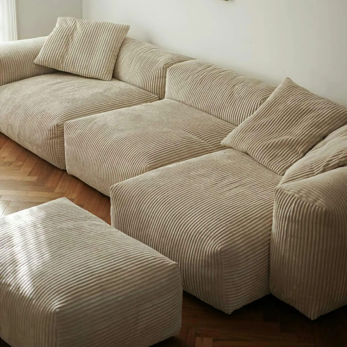 Corduroy Modular Wide Seat Chaise Sofa Block