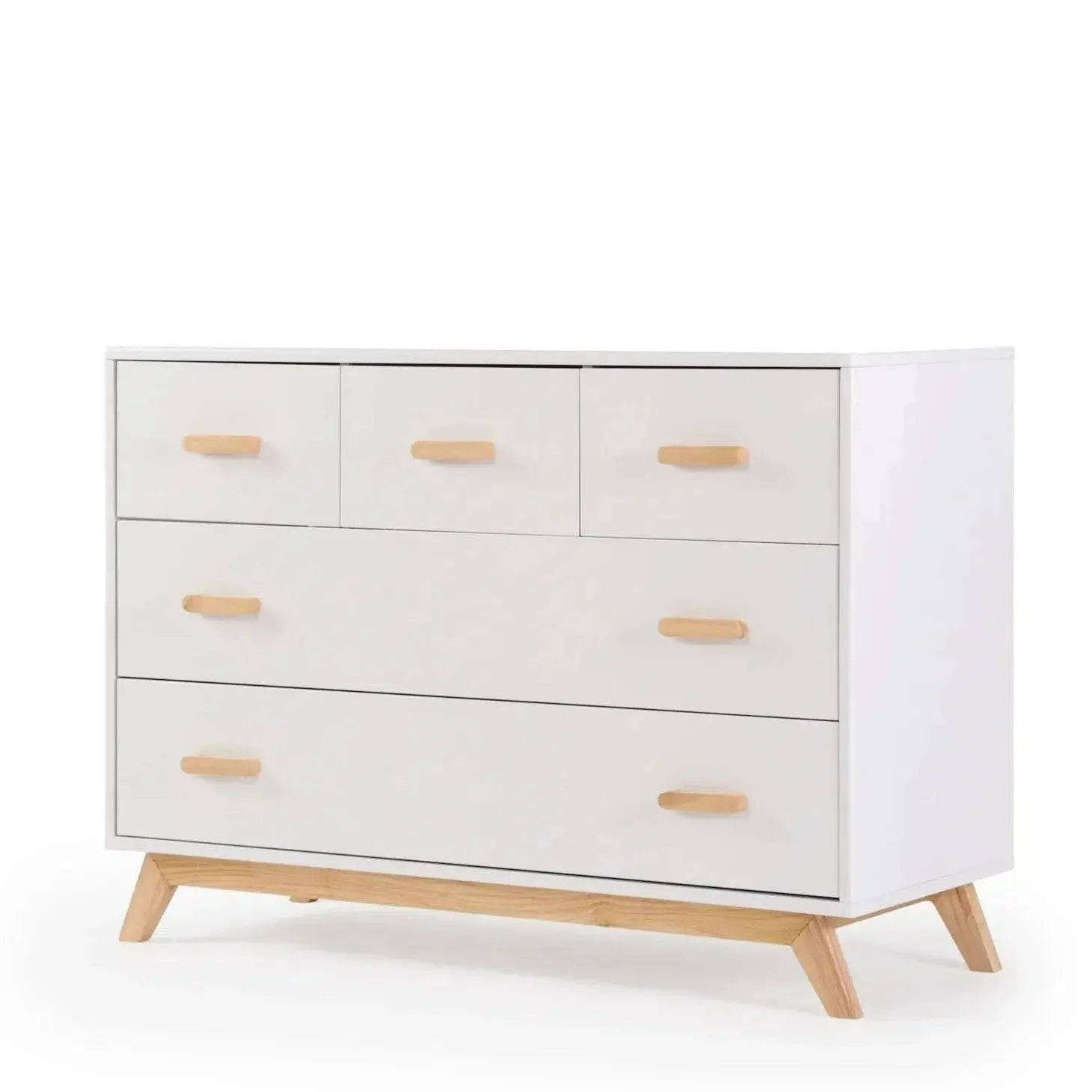 Dadada - Soho Five Drawer Dresser - White   Natural