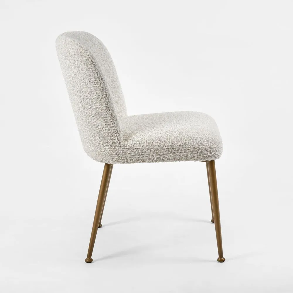 Desiree Dining Chair Boucle Fabric Bronzed Legs