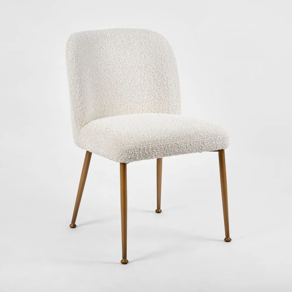 Desiree Dining Chair Boucle Fabric Bronzed Legs