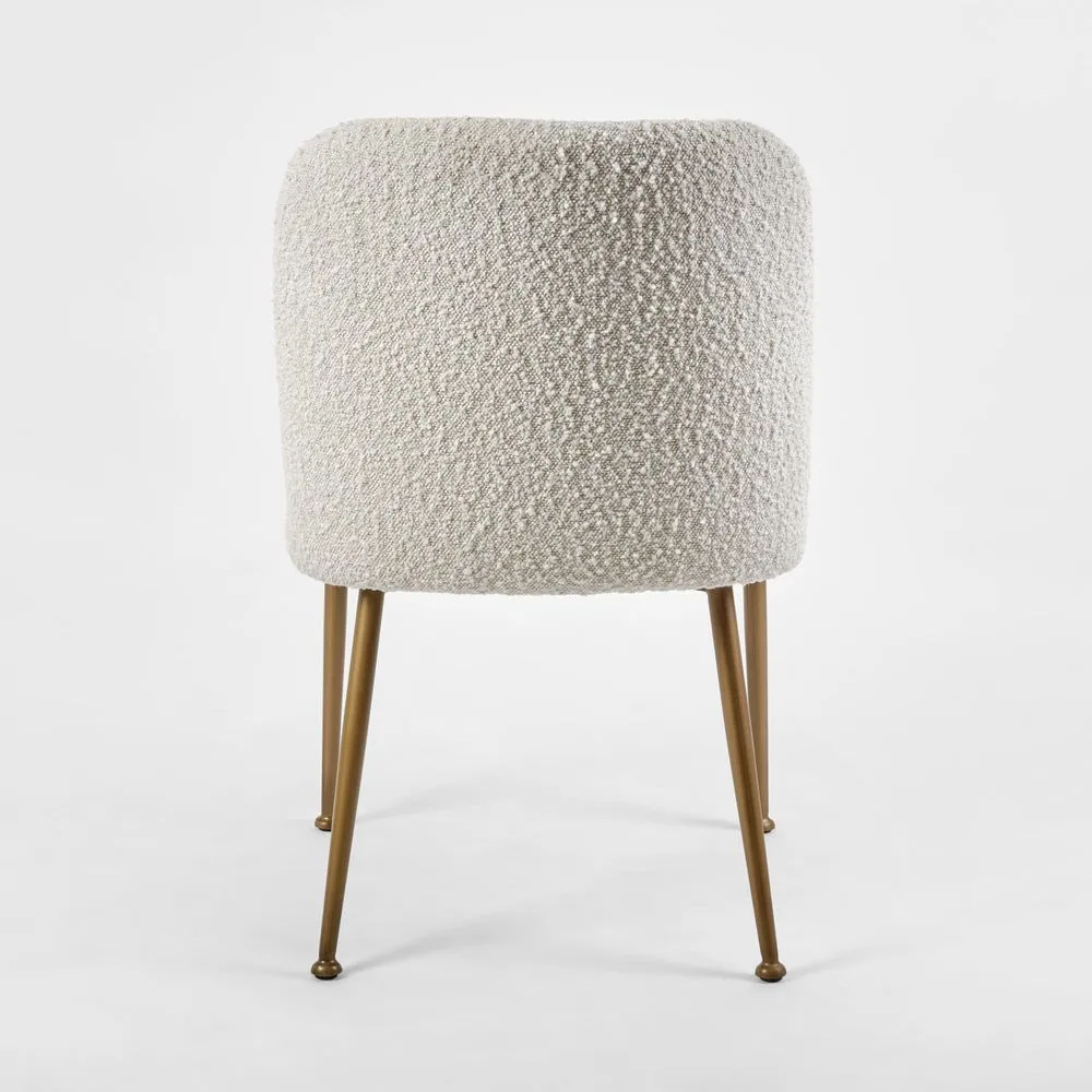 Desiree Dining Chair Boucle Fabric Bronzed Legs