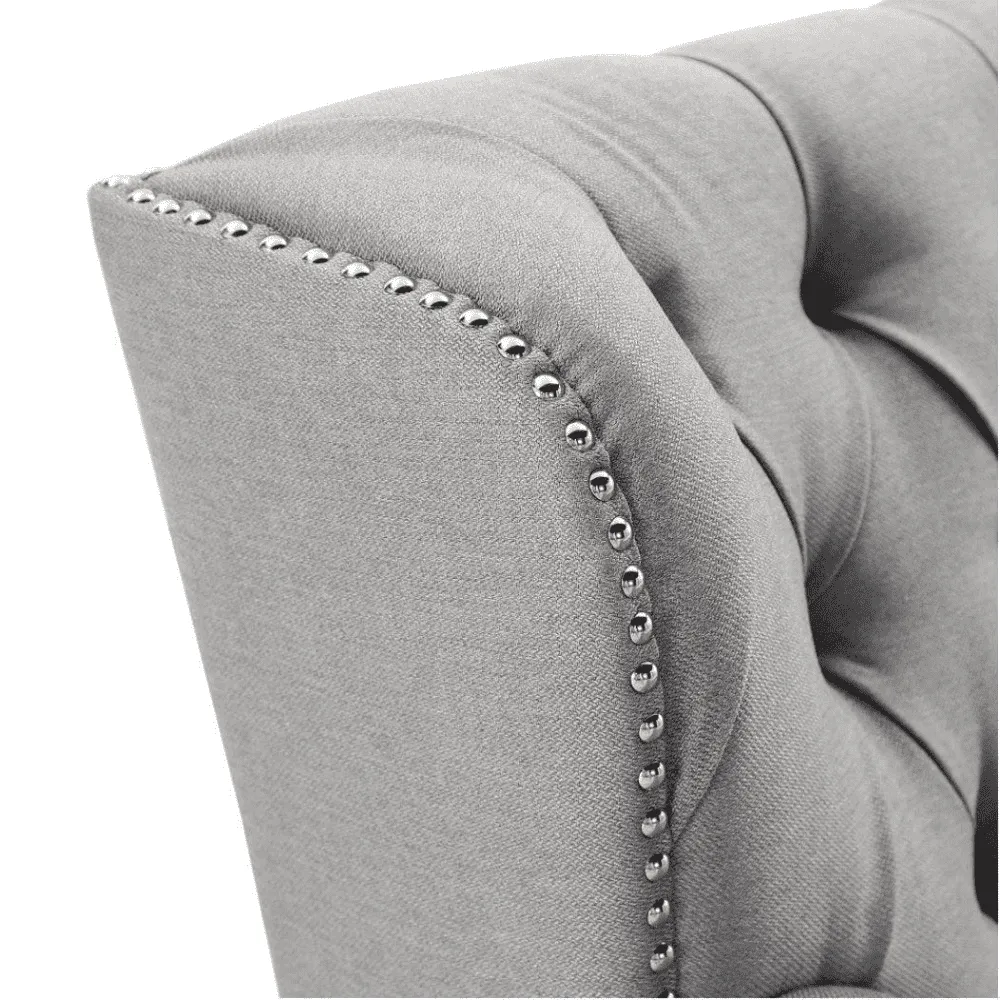 Dorothie Grey Fabric Button Tufted Sofa with Nailhead Trim