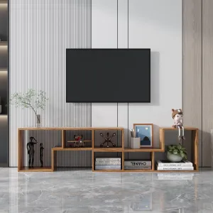 Double L-Shaped Oak TV Stand, Display Shelf, Bookcase for Home Furniture, Fir Wood