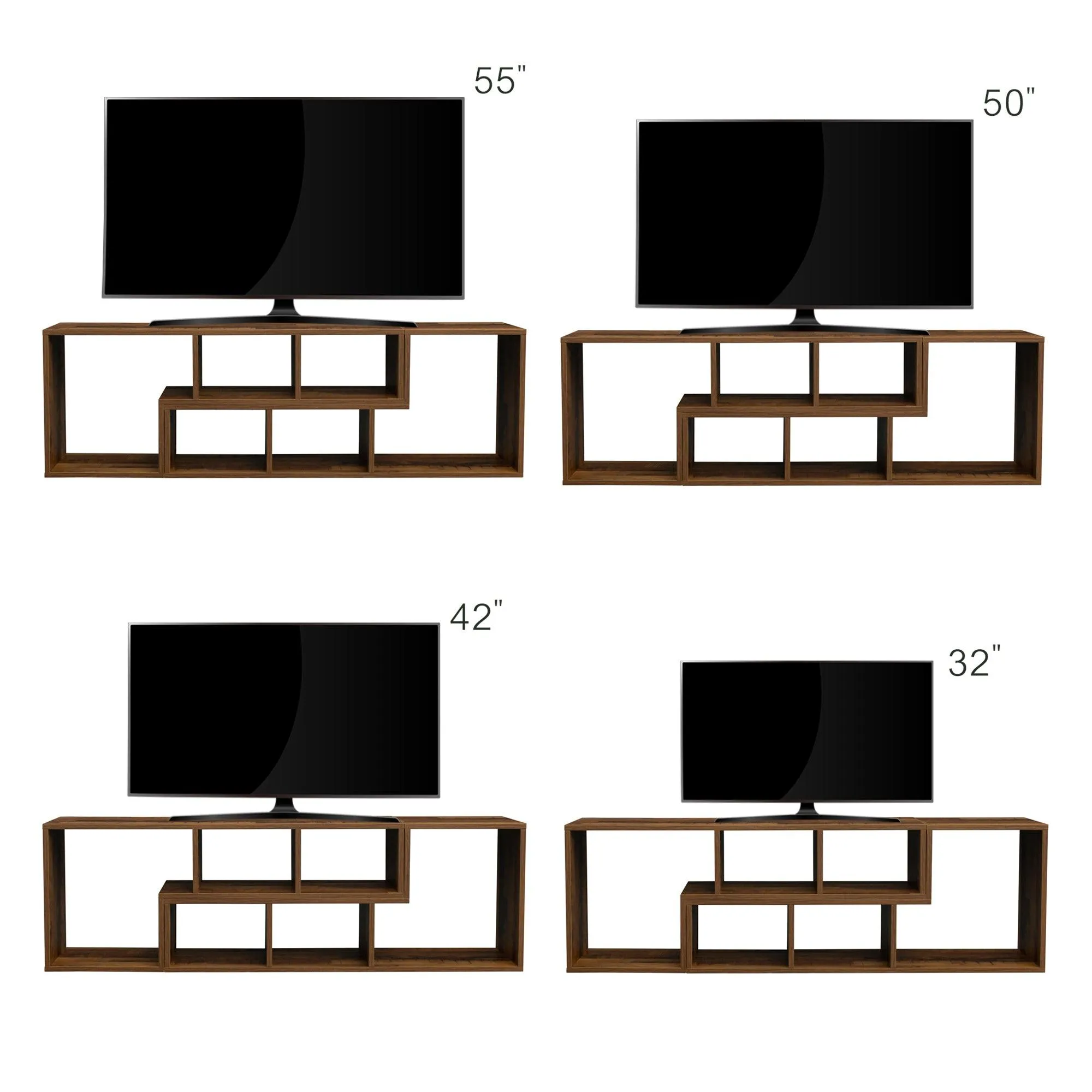 Double L-Shaped Oak TV Stand, Display Shelf, Bookcase for Home Furniture, Fir Wood