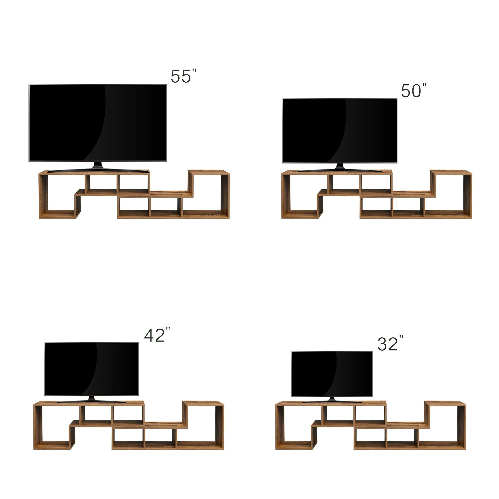 Double L-Shaped Oak TV Stand, Display Shelf, Bookcase for Home Furniture, Fir Wood