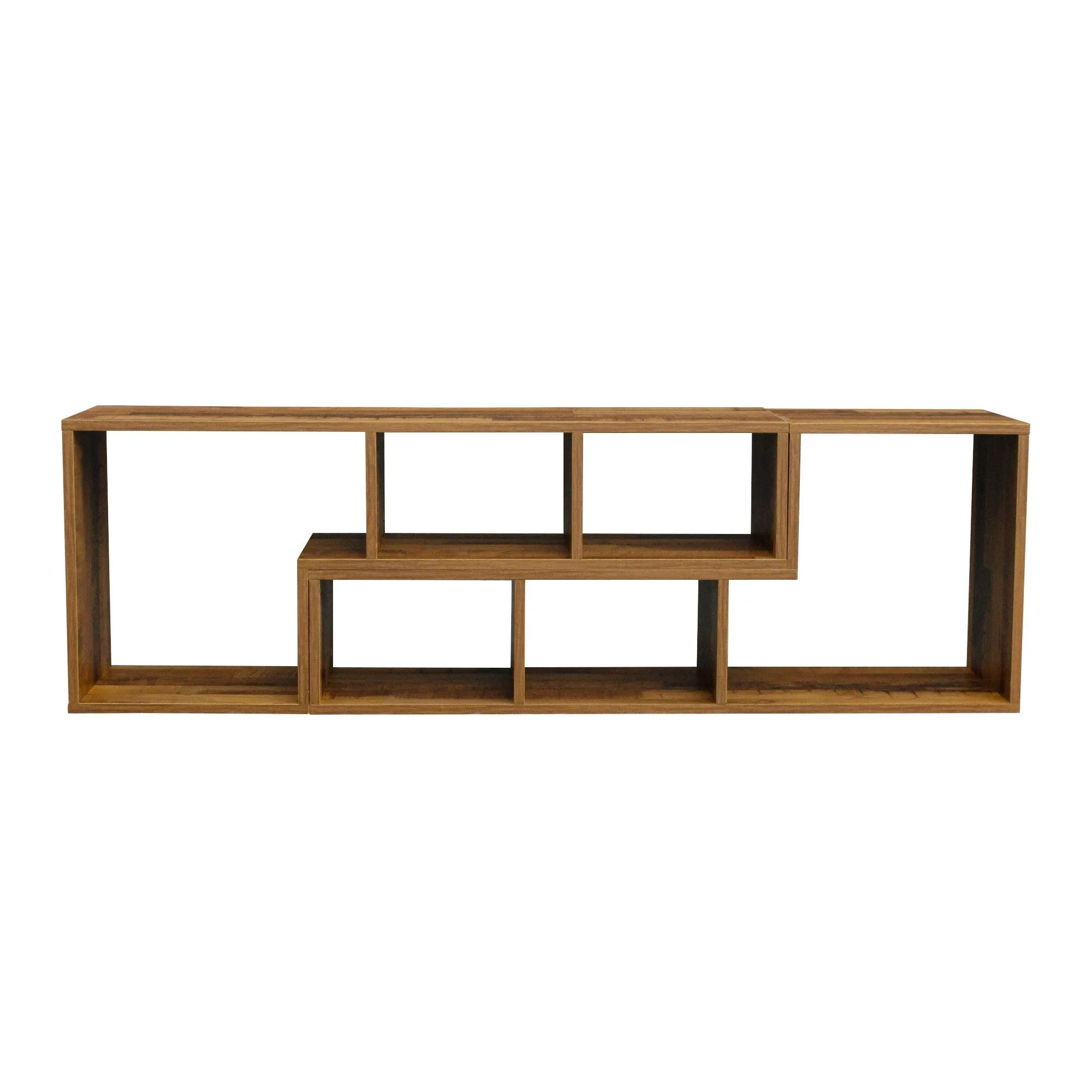 Double L-Shaped Oak TV Stand, Display Shelf, Bookcase for Home Furniture, Fir Wood