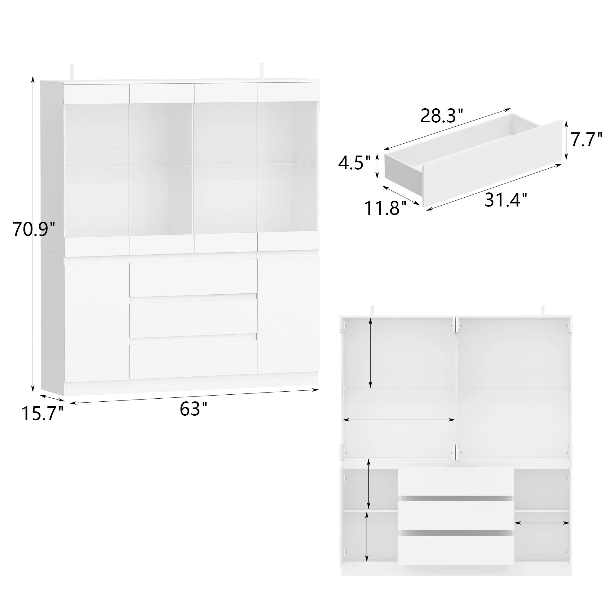 Elegent Display Cabinet With Strong Storage