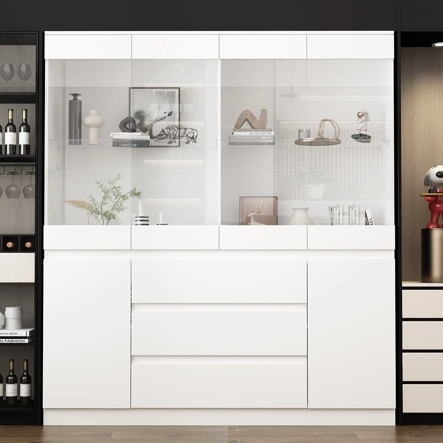 Elegent Display Cabinet With Strong Storage