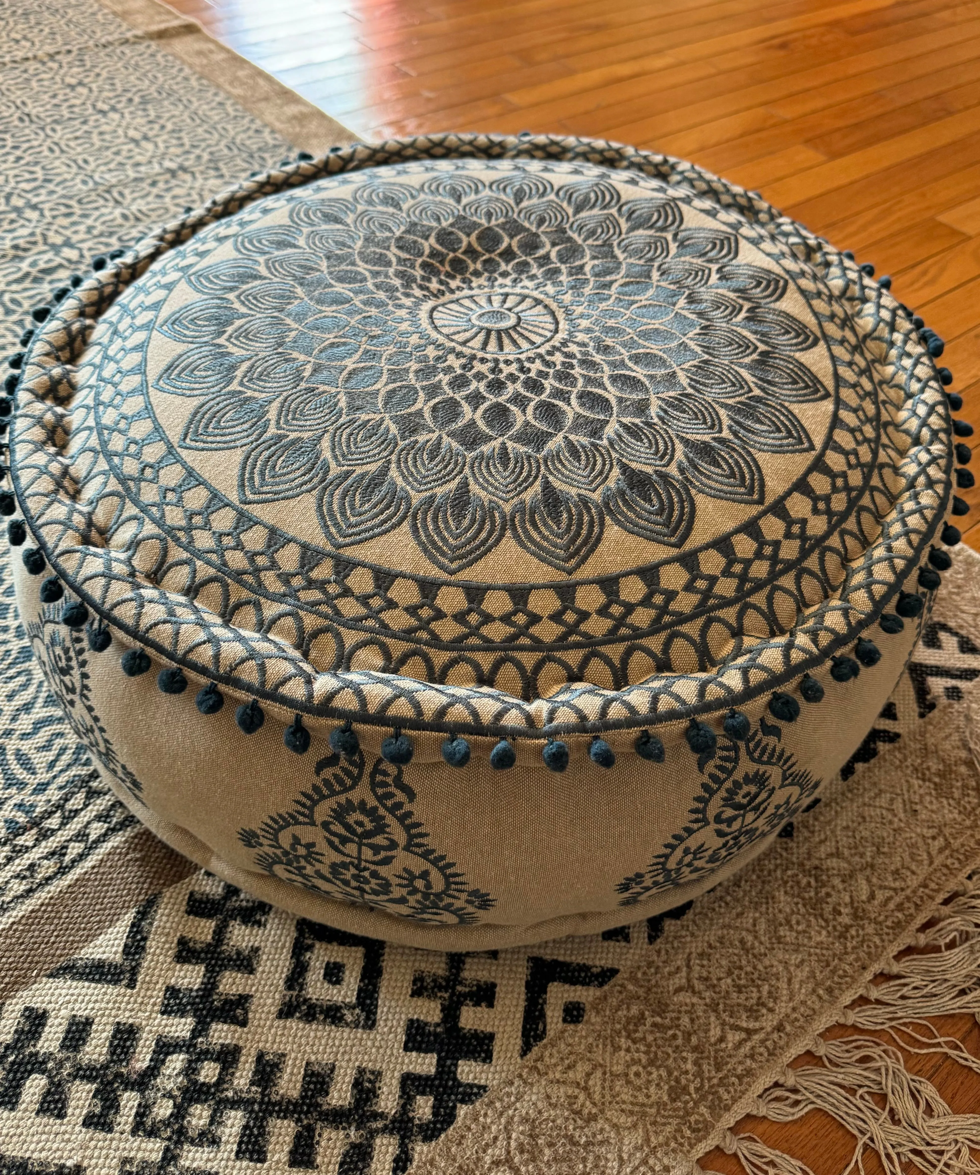 Embroidered Pouf