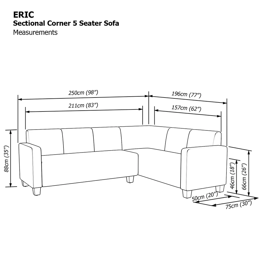 Eric Corner Sectional 5 Seat Sofa (2L) Sofa