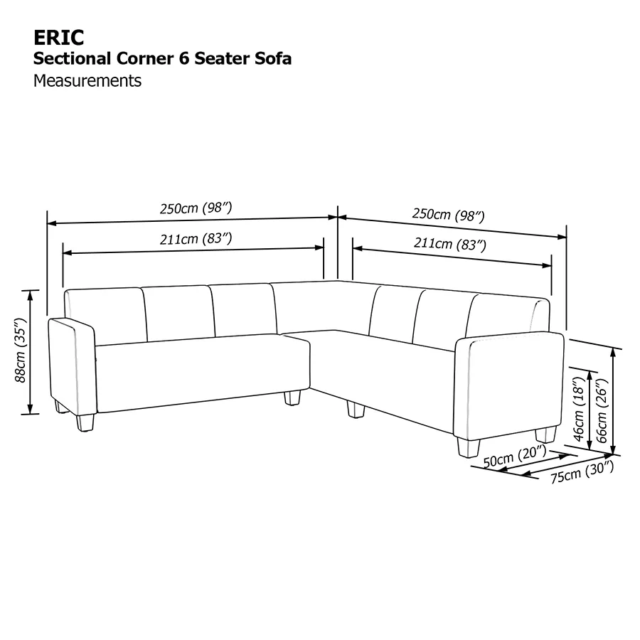 Eric Sectional 6 Seat Corner Sofa