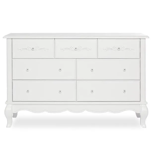 Evolur Aurora 7 Drawer Double Dresser in Frost White