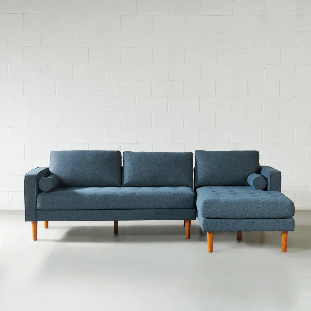 FONDA - Blue Fabric Sectional Sofa - Left