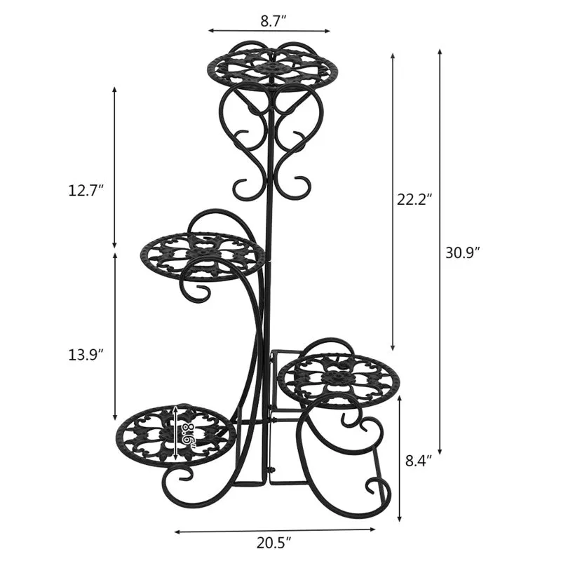 Four Levels Metal Flower Plant Stand