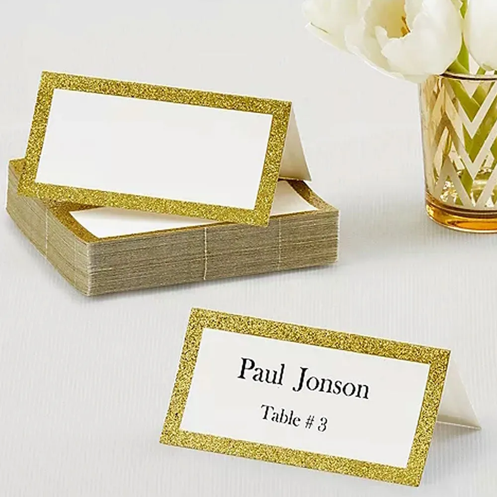 Glitter Gold Place Cards 4"x2" | 50ct