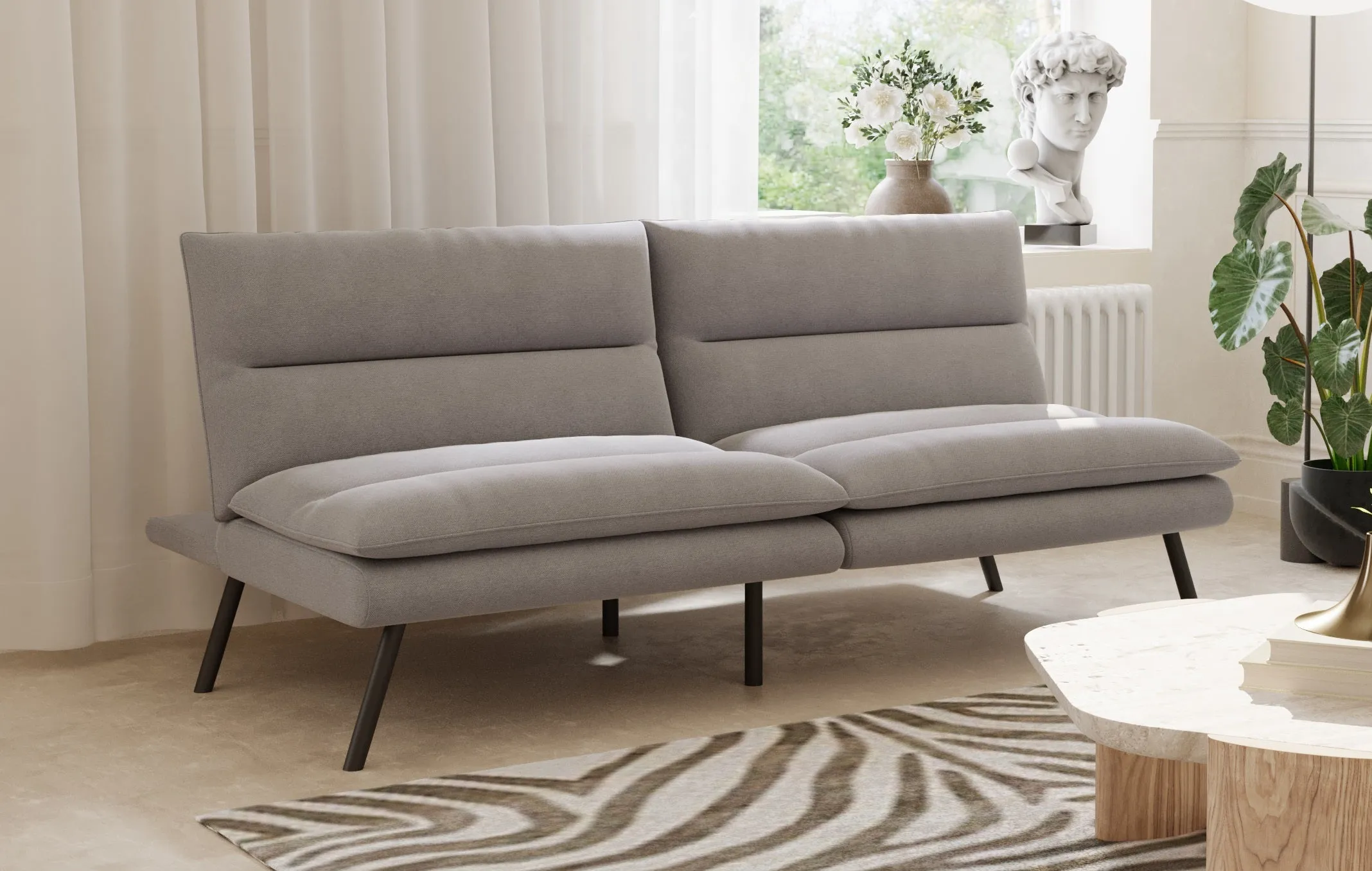 Grey ValueFlex SofaBed: Split Design, Memory Foam & Sturdy Steel Legs