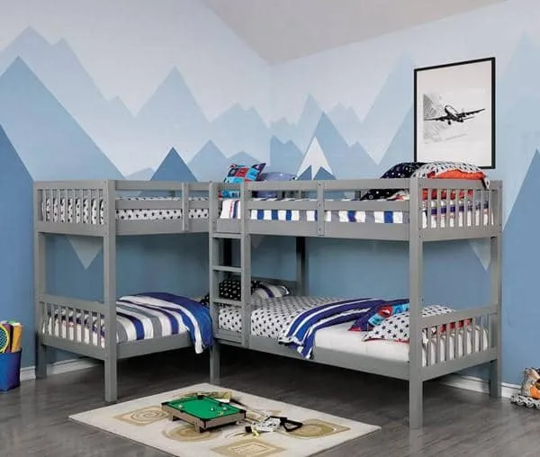 Hannah Grey Corner Quadruple Bunk Bed