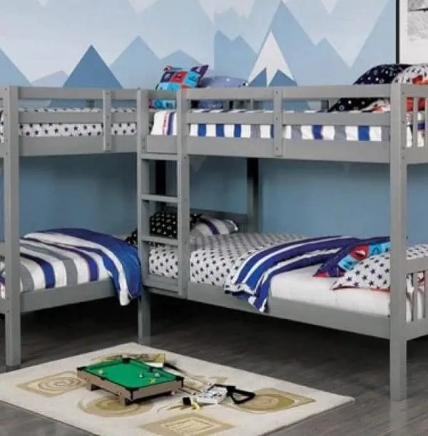 Hannah Grey Corner Quadruple Bunk Bed