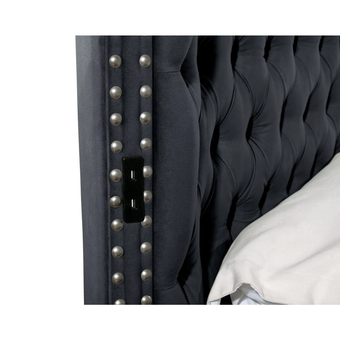 Hazel Black Velvet Storage Bed