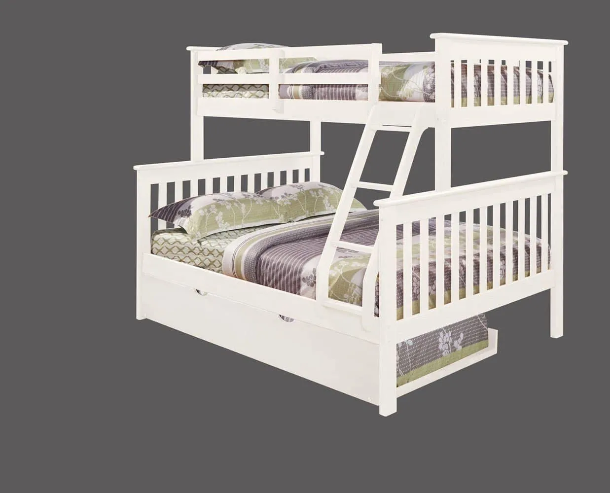 Hazel White Bunk Bed with Trundle