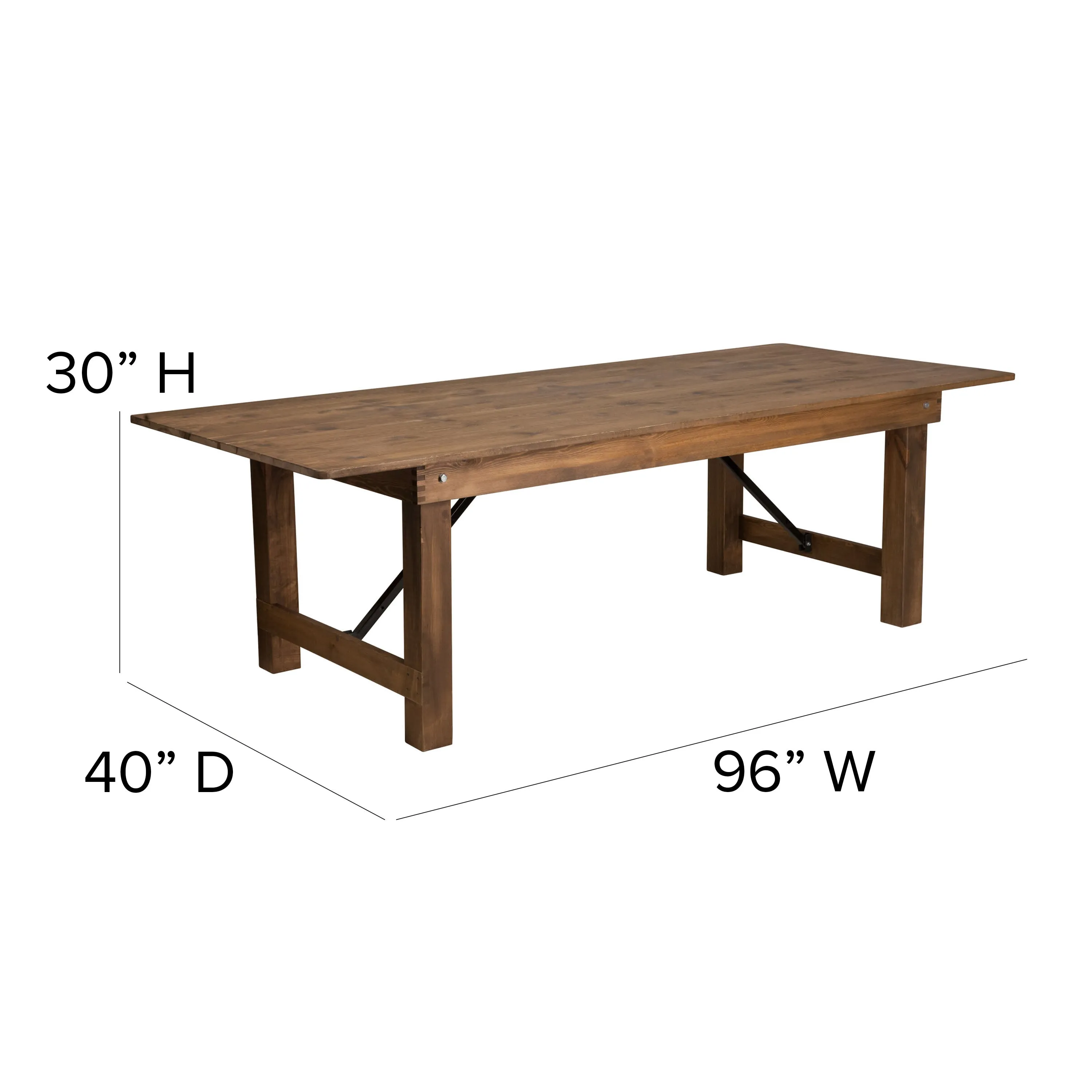 HERCULES Series 8' x 40" Solid Pine Folding Farm Table