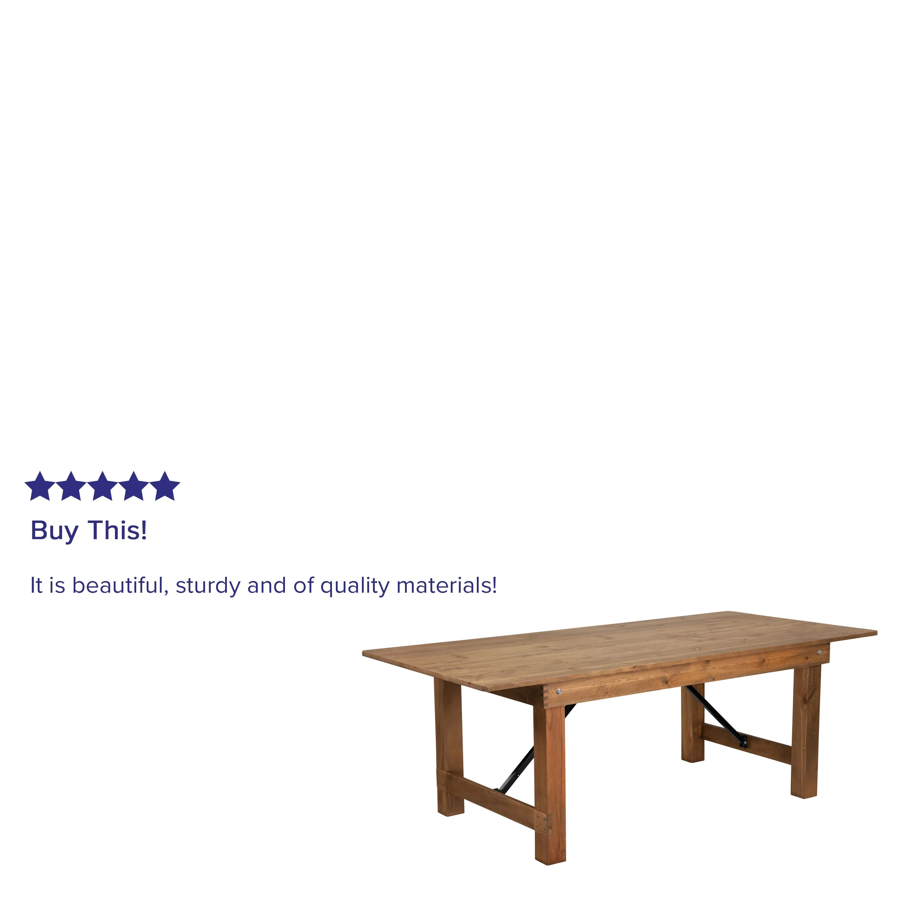 HERCULES Series 8' x 40" Solid Pine Folding Farm Table