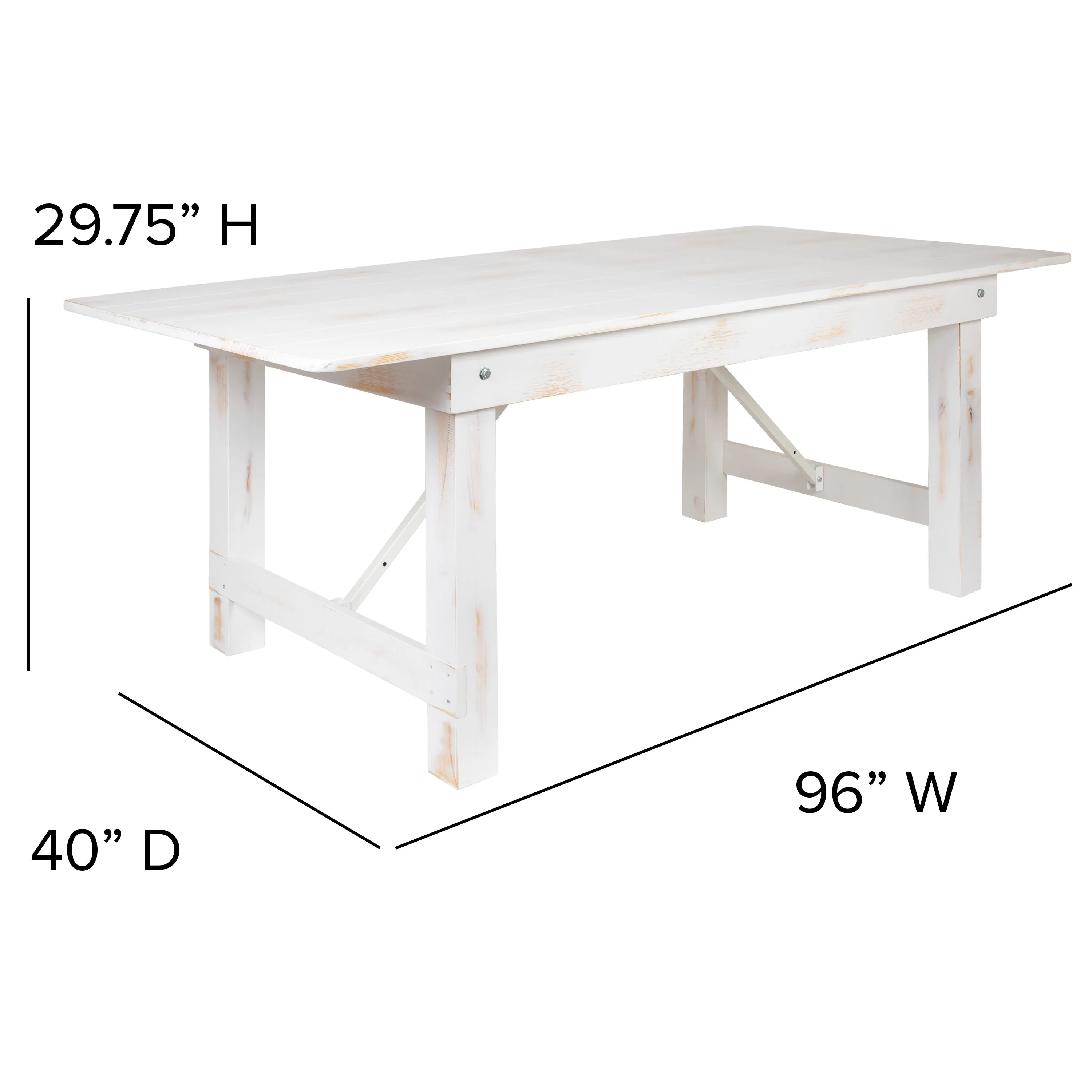 HERCULES Series 8' x 40" Solid Pine Folding Farm Table