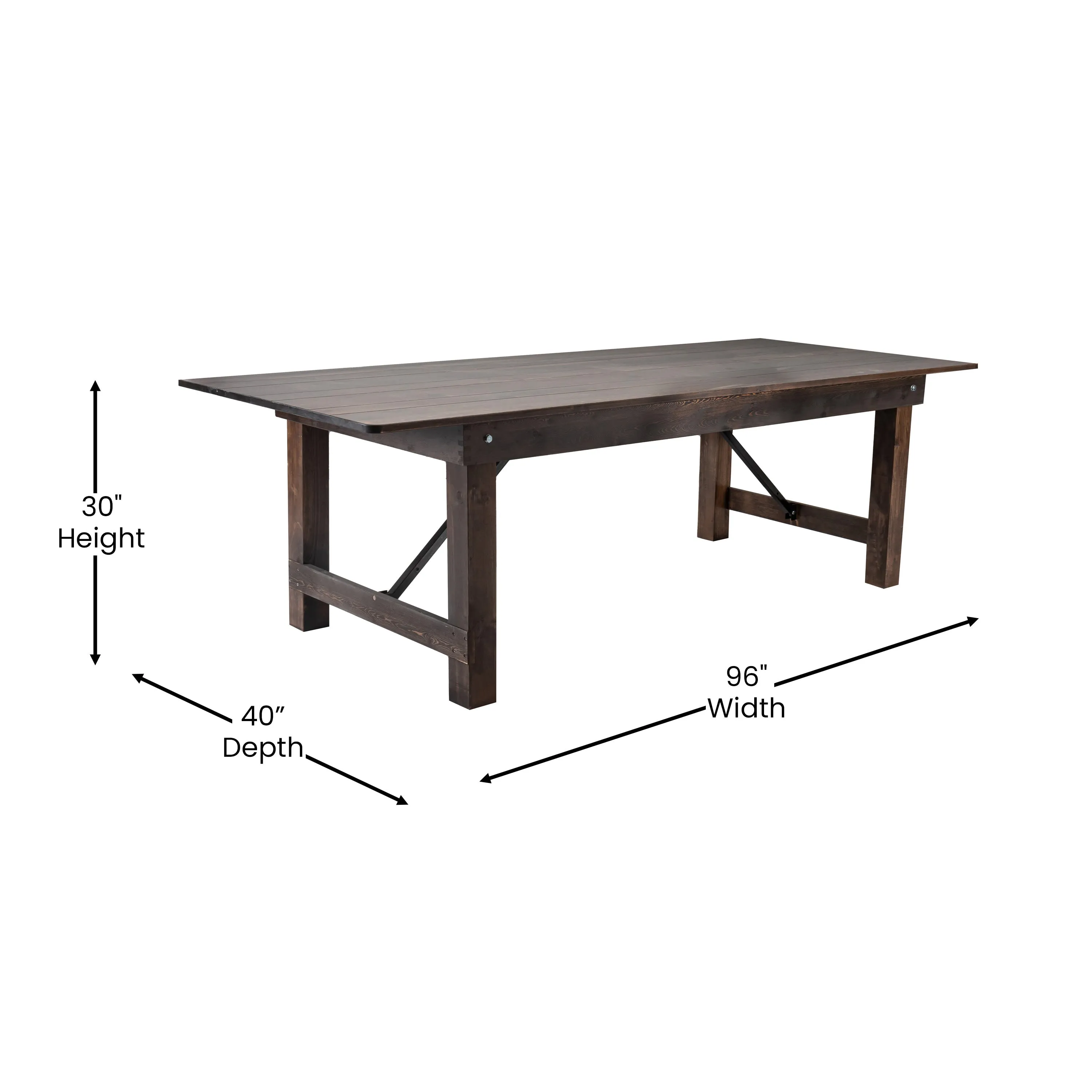 HERCULES Series 8' x 40" Solid Pine Folding Farm Table