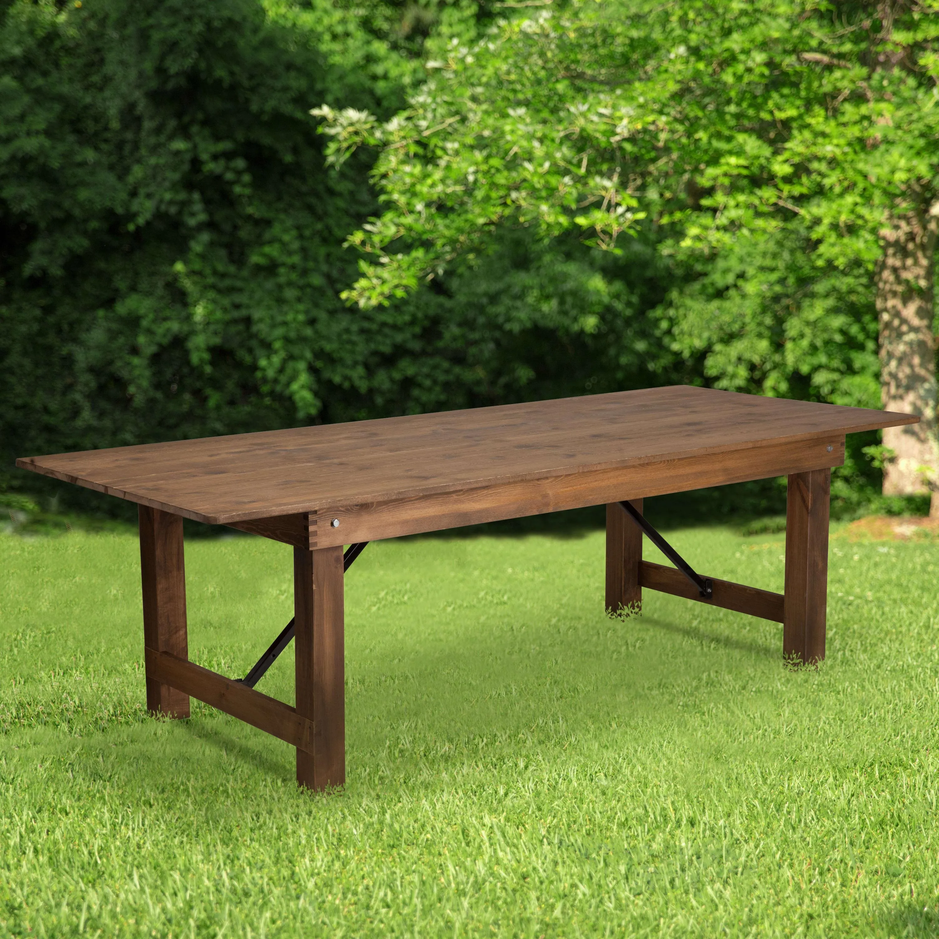 HERCULES Series 8' x 40" Solid Pine Folding Farm Table