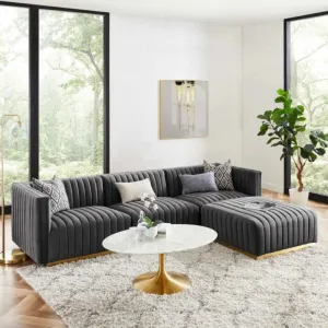 Highline Mid-century Modern Fabric Chaise Sectional