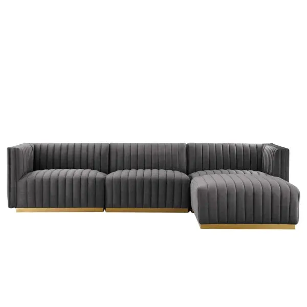 Highline Mid-century Modern Fabric Chaise Sectional