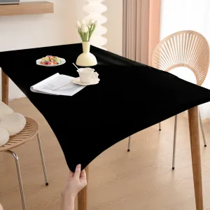 HOKIPO 100% Waterproof Non-Slip Stretch Table Cover, Black