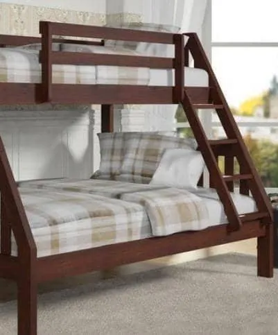 Ian Modern Dark Wood Twin over Full Bunk Bed