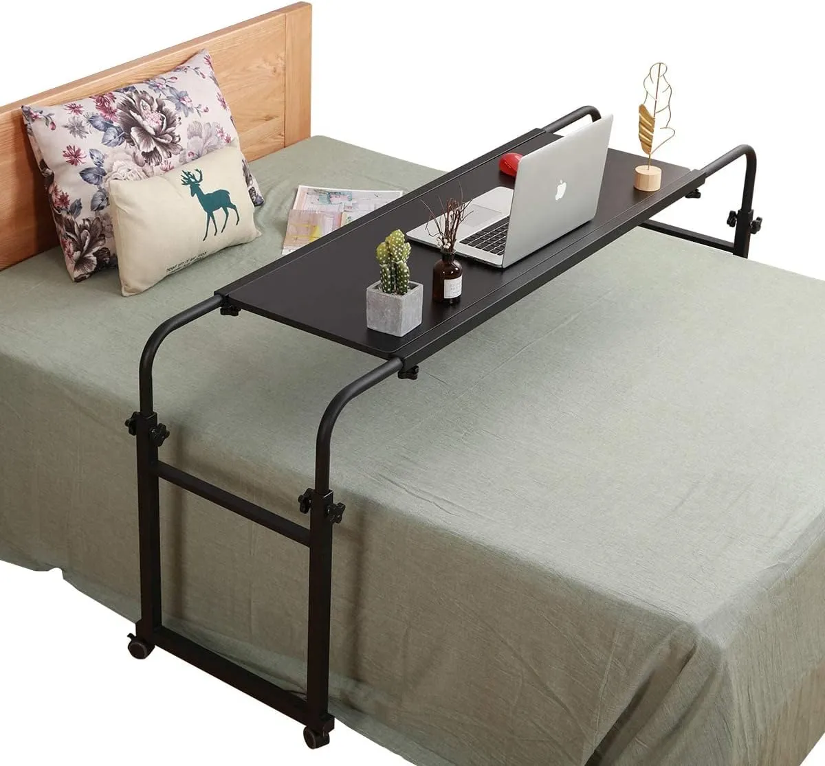 ITEM# 0175   Overbed Desk Laptop Cart Laptop Desk with Wheels Over Bed Desk Adjustable Overbed Table with Wheels King Queen Bed Table Bed Table on Wheels Overbed Laptop Table