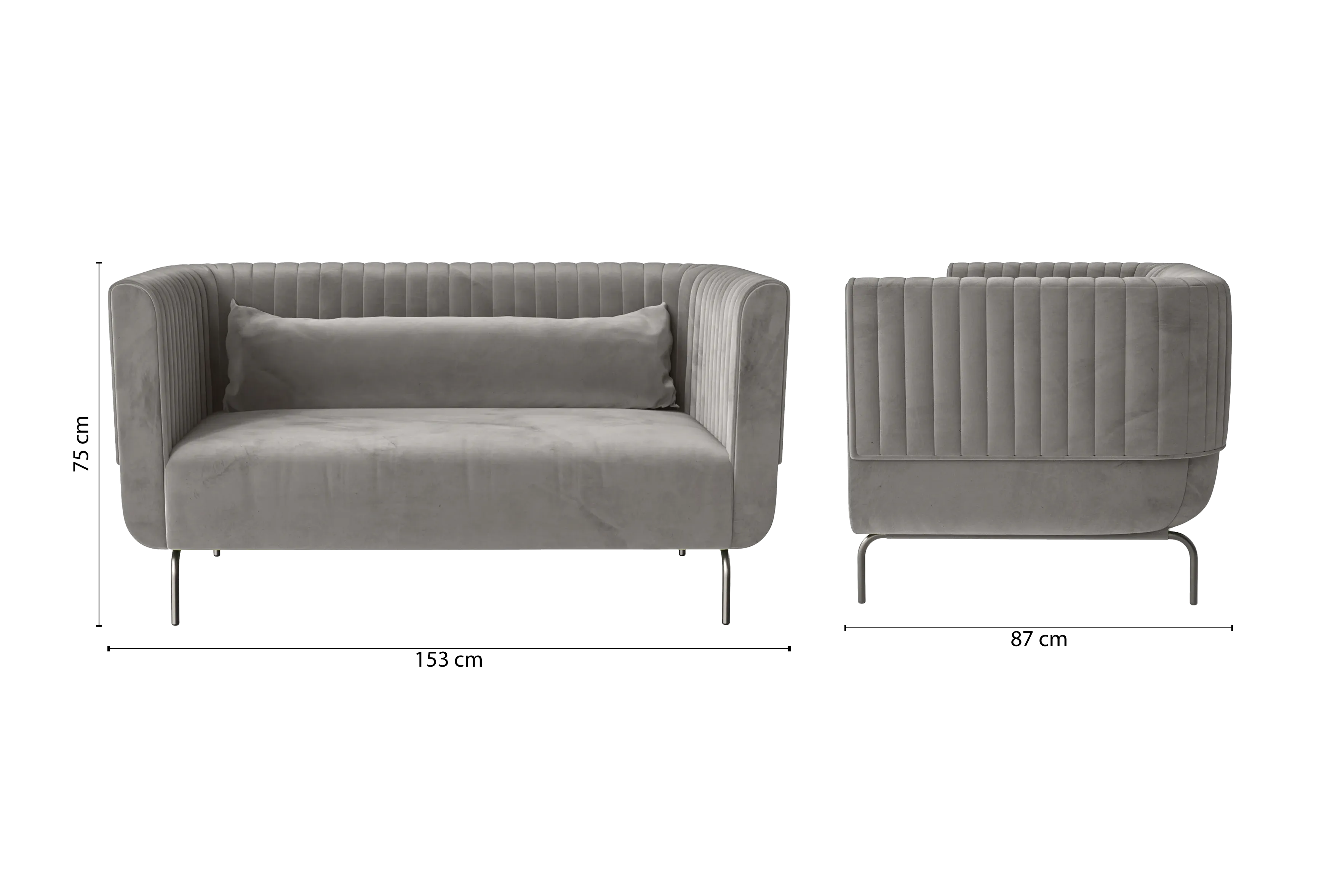 Jackson 2 Seater Sofa Grey Velvet