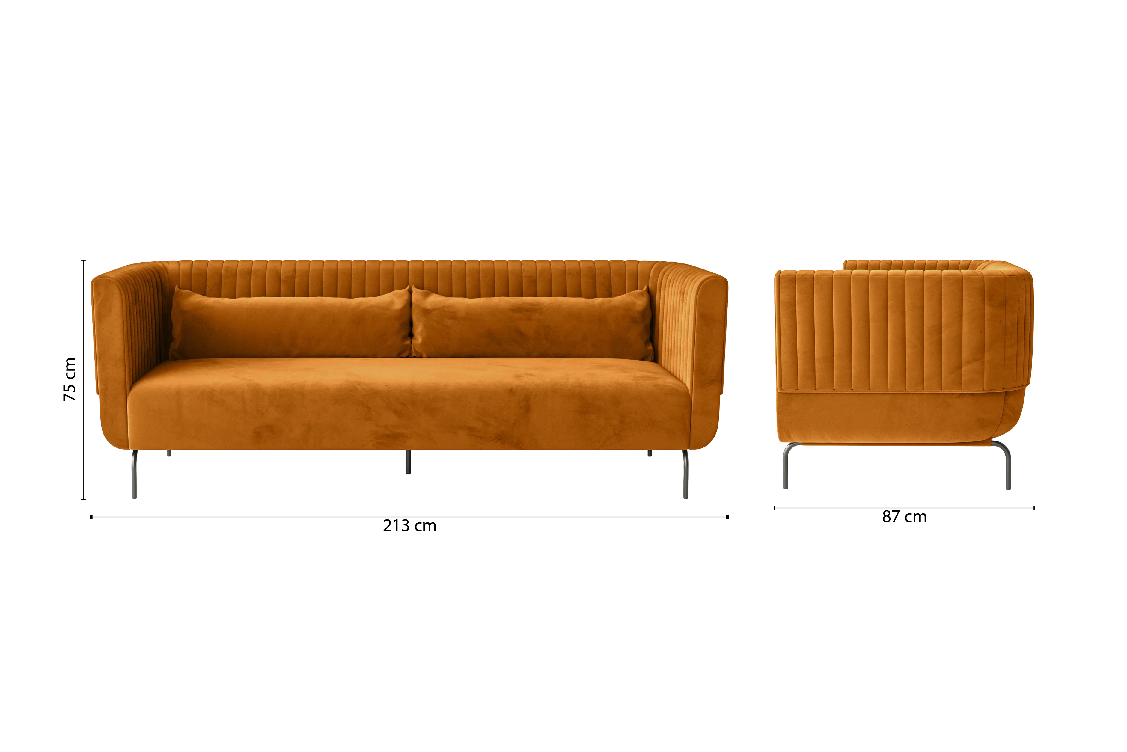 Jackson 3 Seater Sofa Gold Velvet