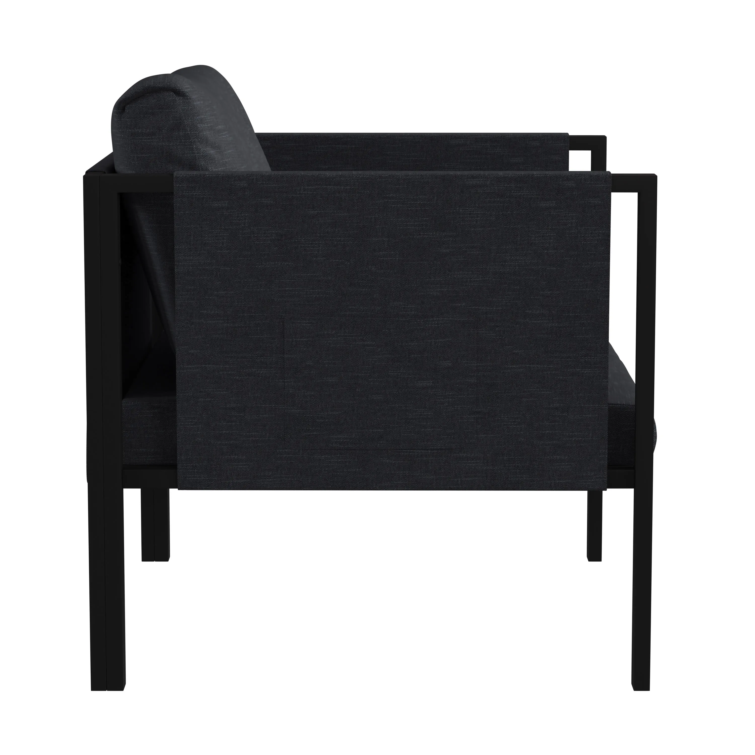 Lea Indoor/Outdoor Patio Chair with Cushions - Modern Steel Framed Chair with Storage Pockets