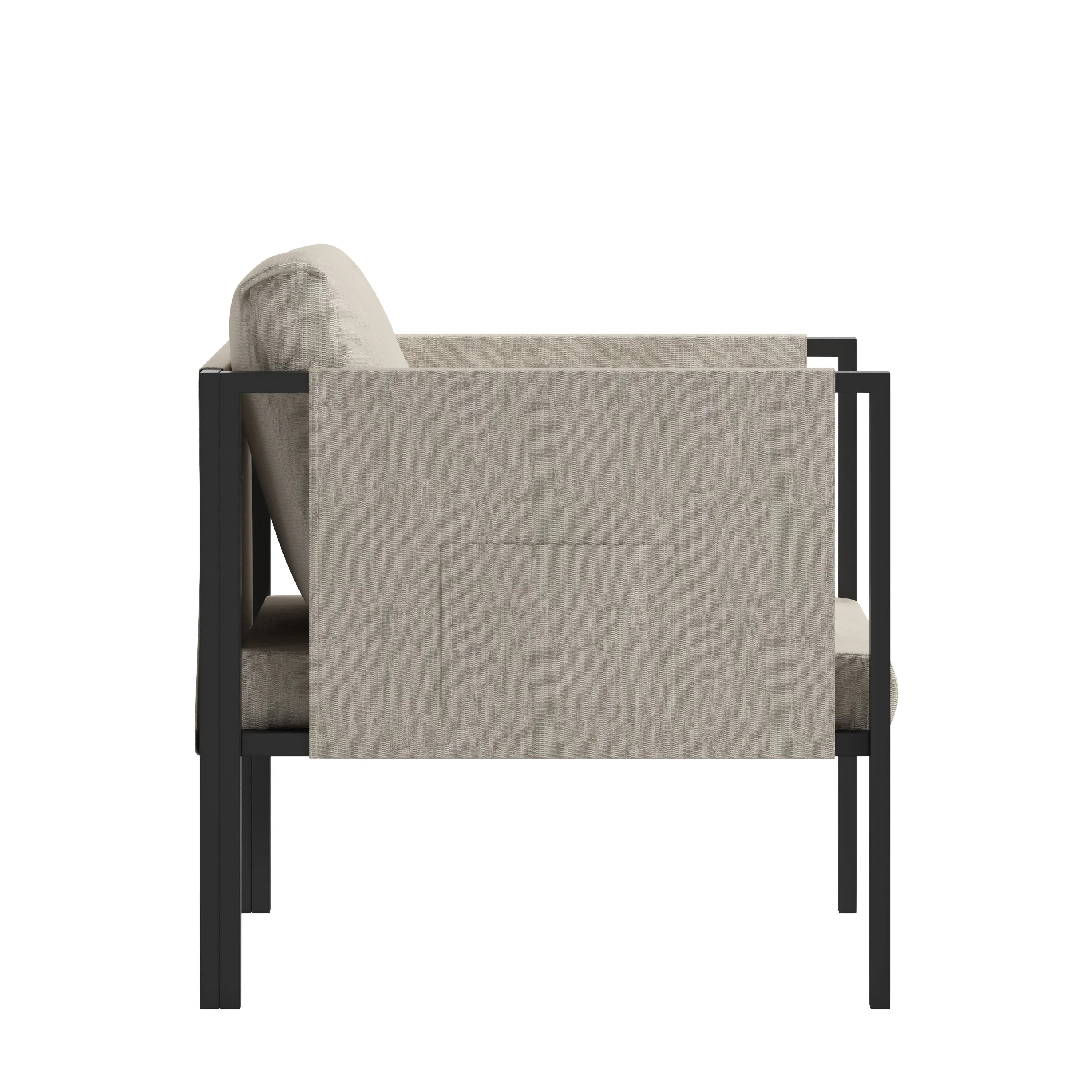 Lea Indoor/Outdoor Patio Chair with Cushions - Modern Steel Framed Chair with Storage Pockets