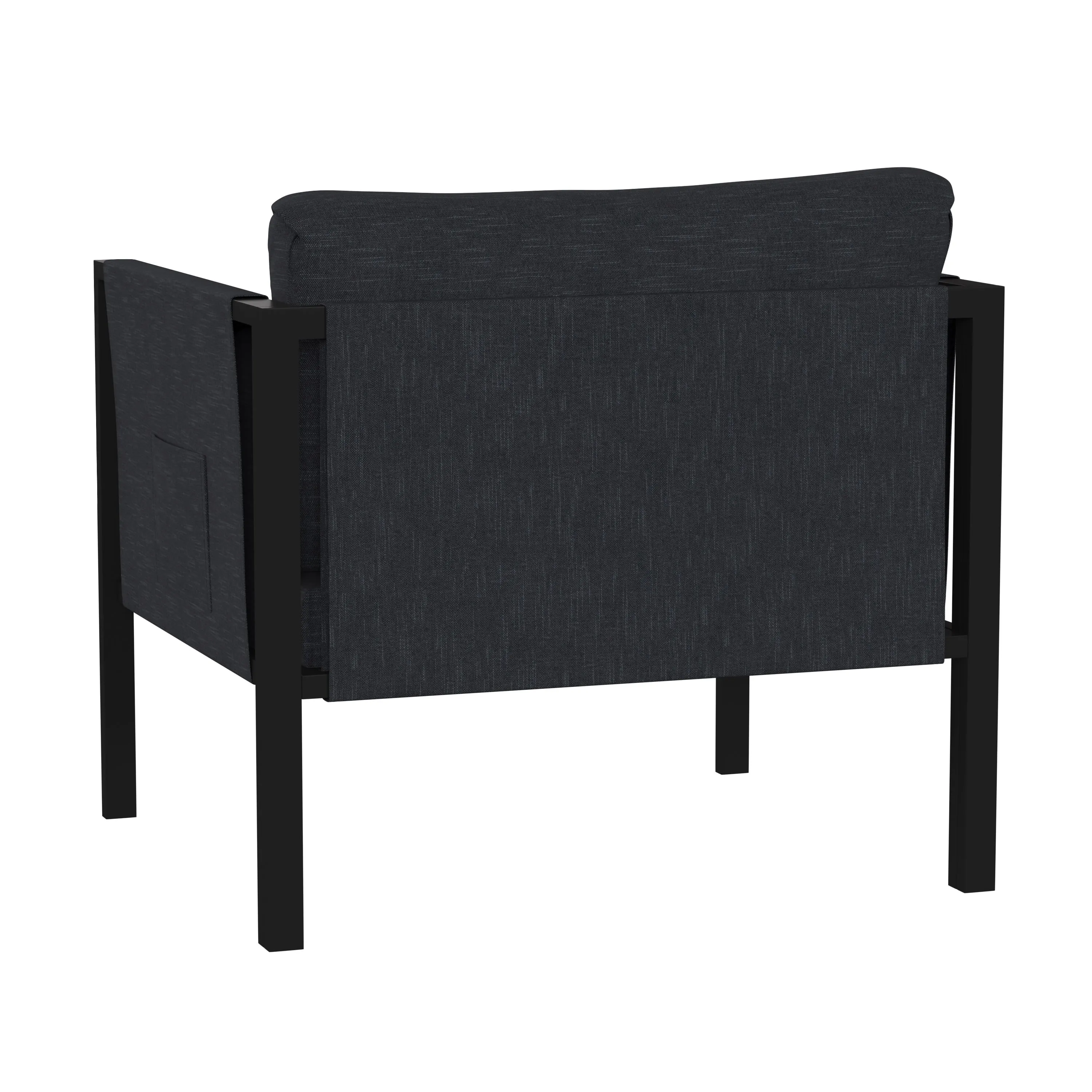 Lea Indoor/Outdoor Patio Chair with Cushions - Modern Steel Framed Chair with Storage Pockets