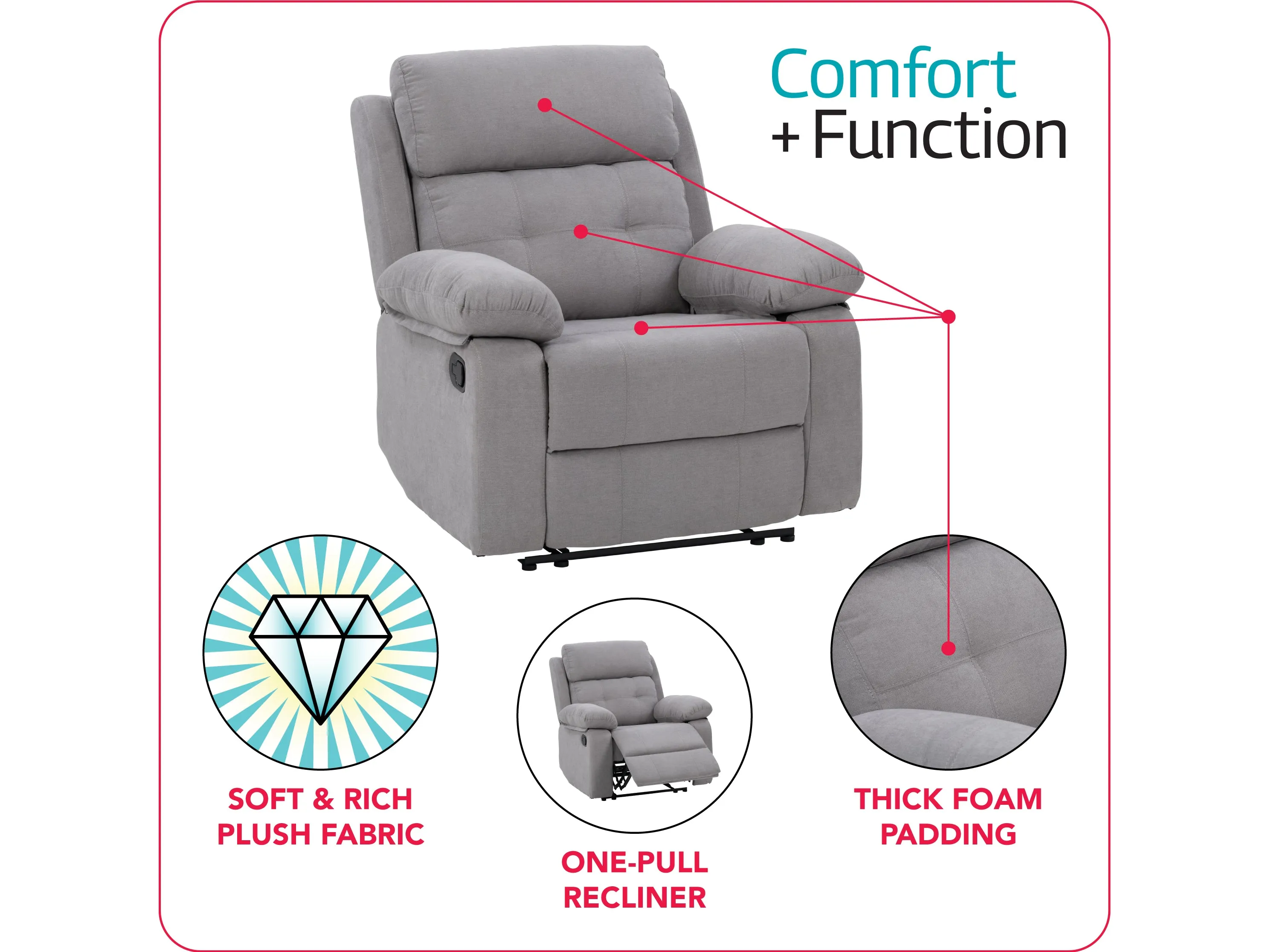 Light Grey Extra Wide Recliner