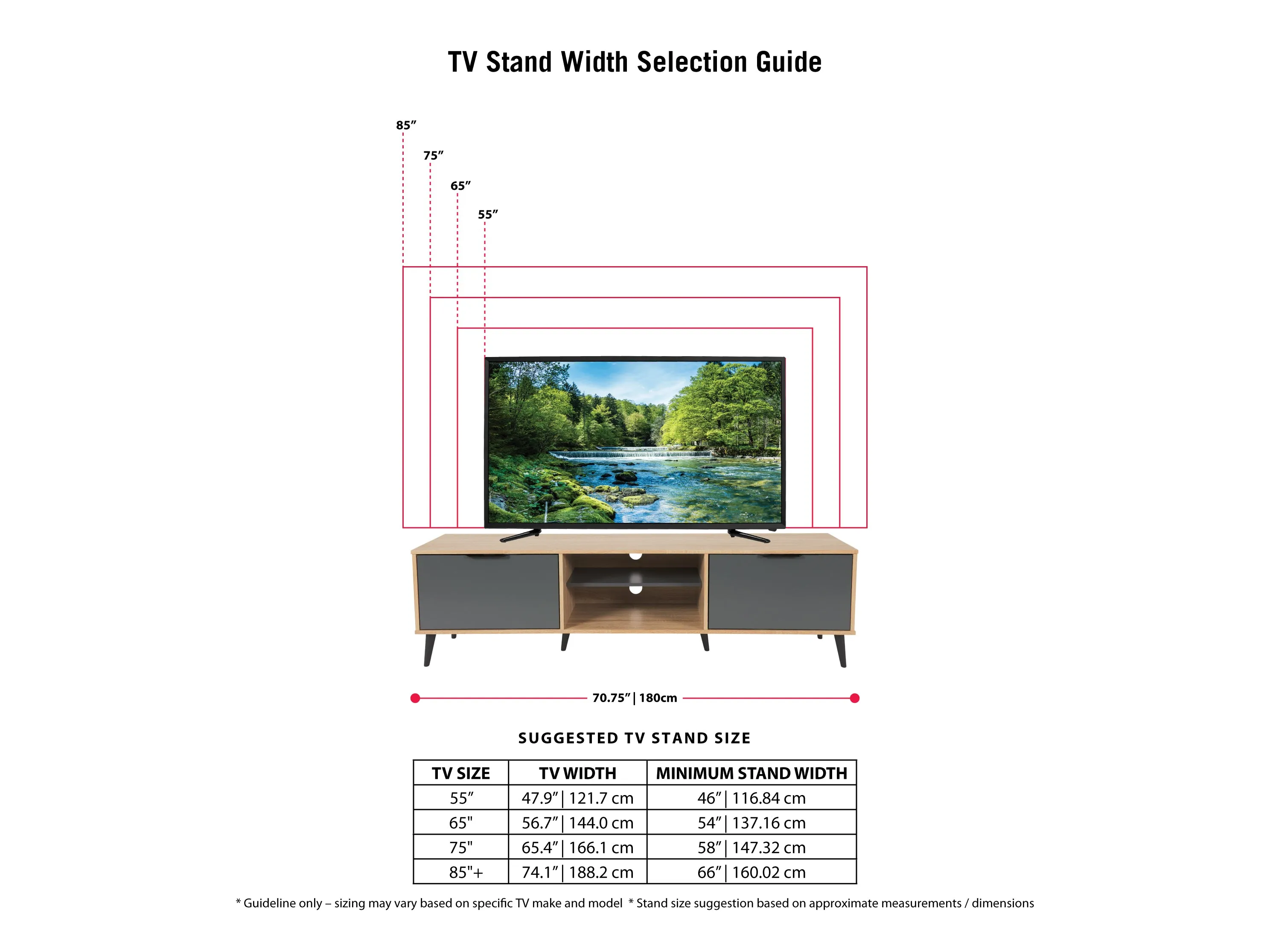 Light Wood TV Bench for TVs up to 85"