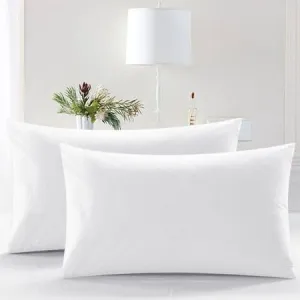 Luxurious Cotton Bed Pillow, 16x26 inches, Plush Polyester Filling, White, Stain-Resistant, Hypoallergenic (20x30)