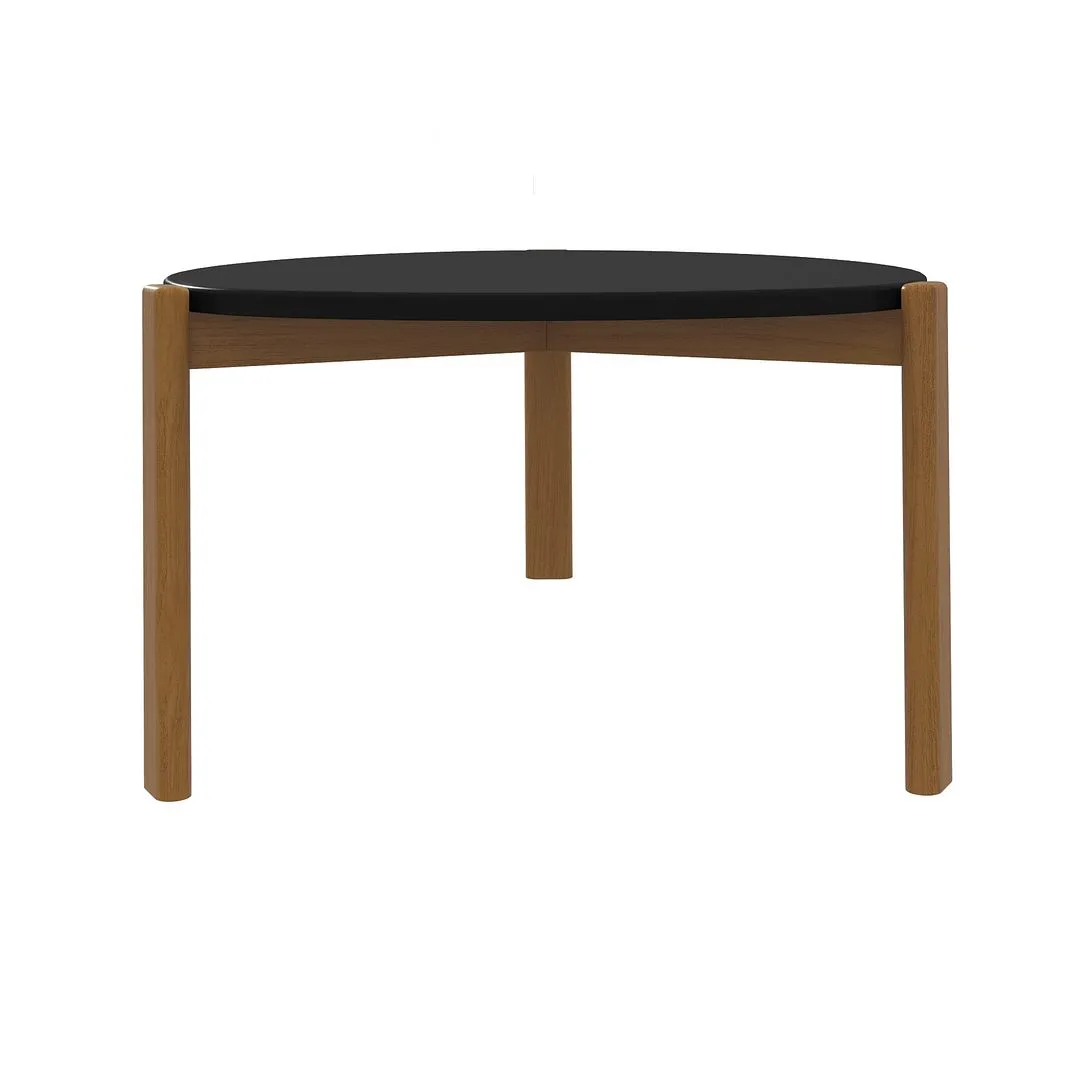 Manhattan Comfort Mid-Century Modern Gales Coffee Table with Solid Wood Legs in Matte Black