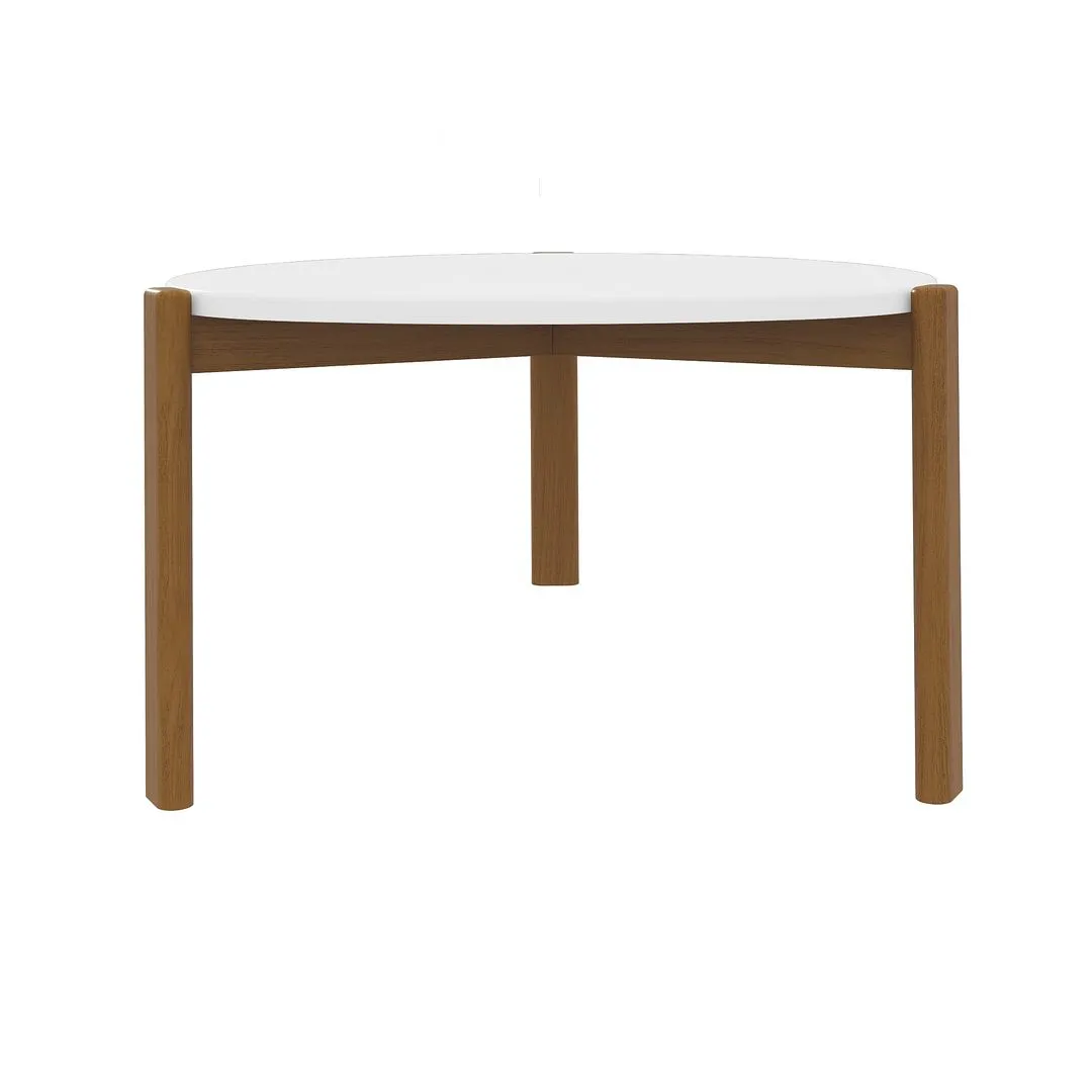 Manhattan Comfort Mid-Century Modern Gales Coffee Table with Solid Wood Legs in Matte White