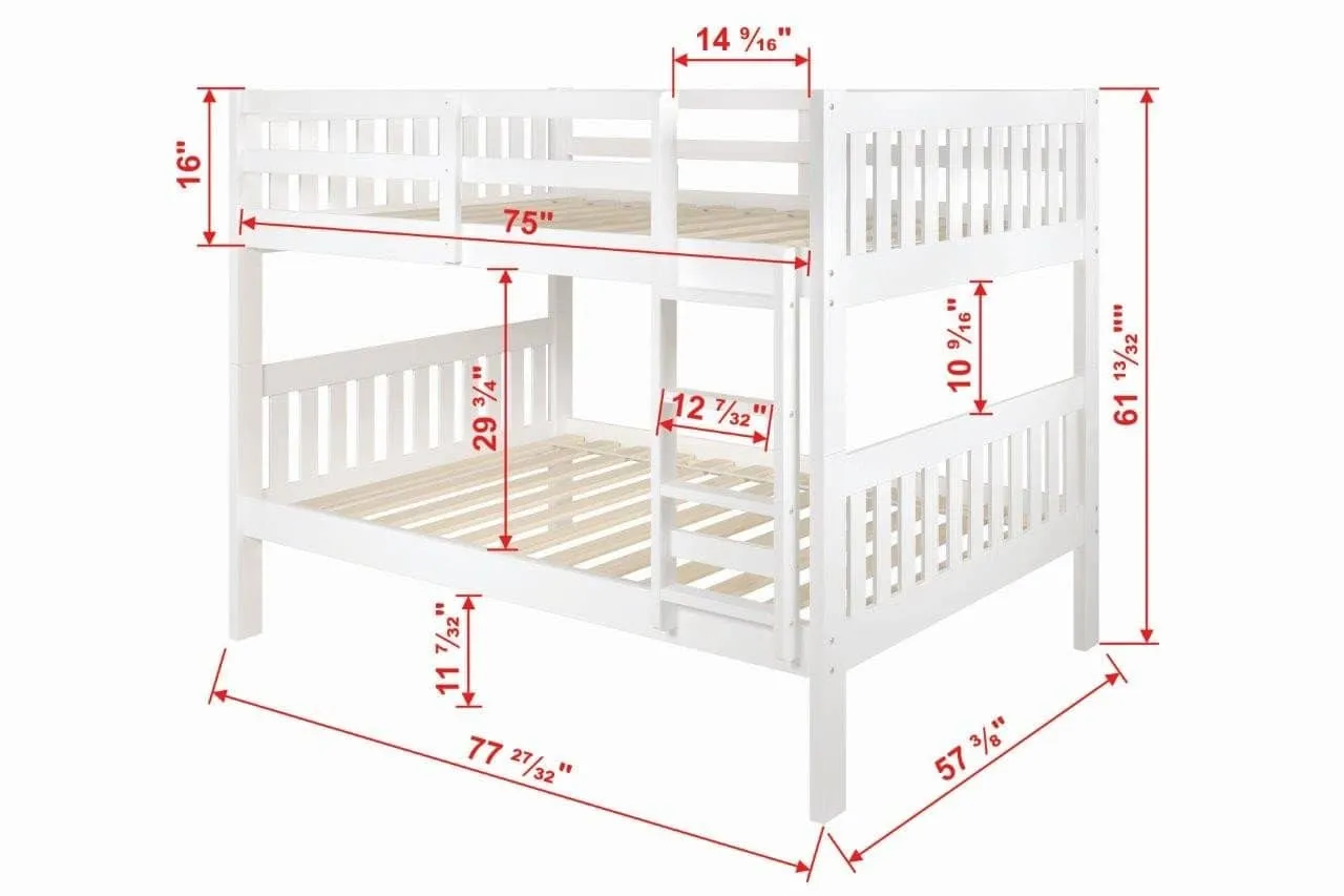 Max White Full over Full Bunk Beds for Kids